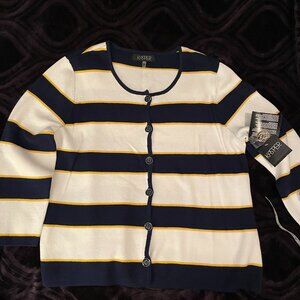 NWT Kasper Multi-Stripe Cardigan
